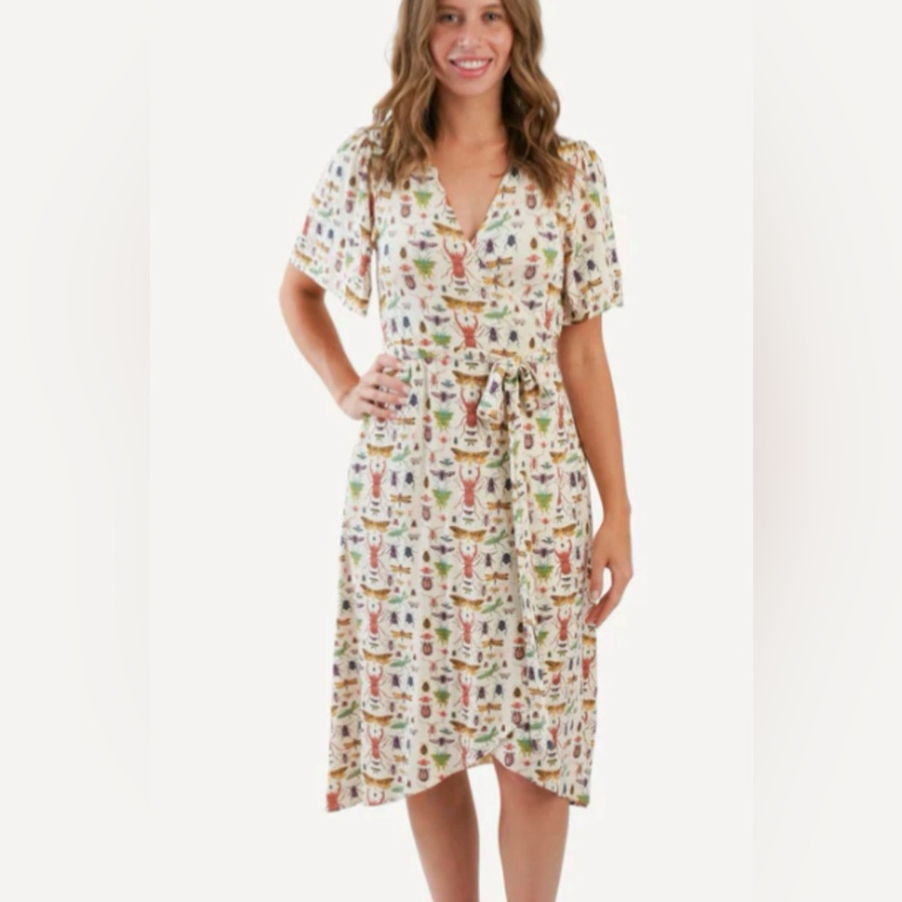 SOLD Kate Quinn insect Wrap Dress